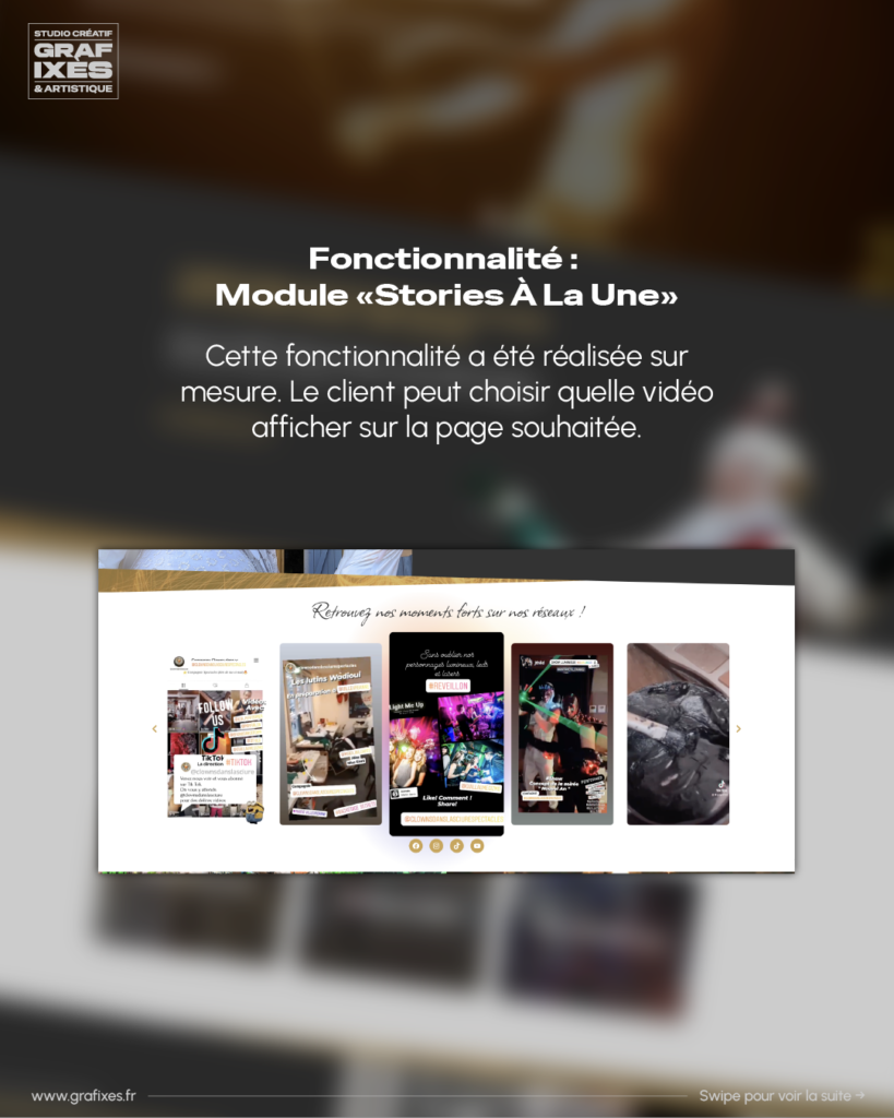 Module Stories À La Une développé sur mesure pour CDLS Compagnie