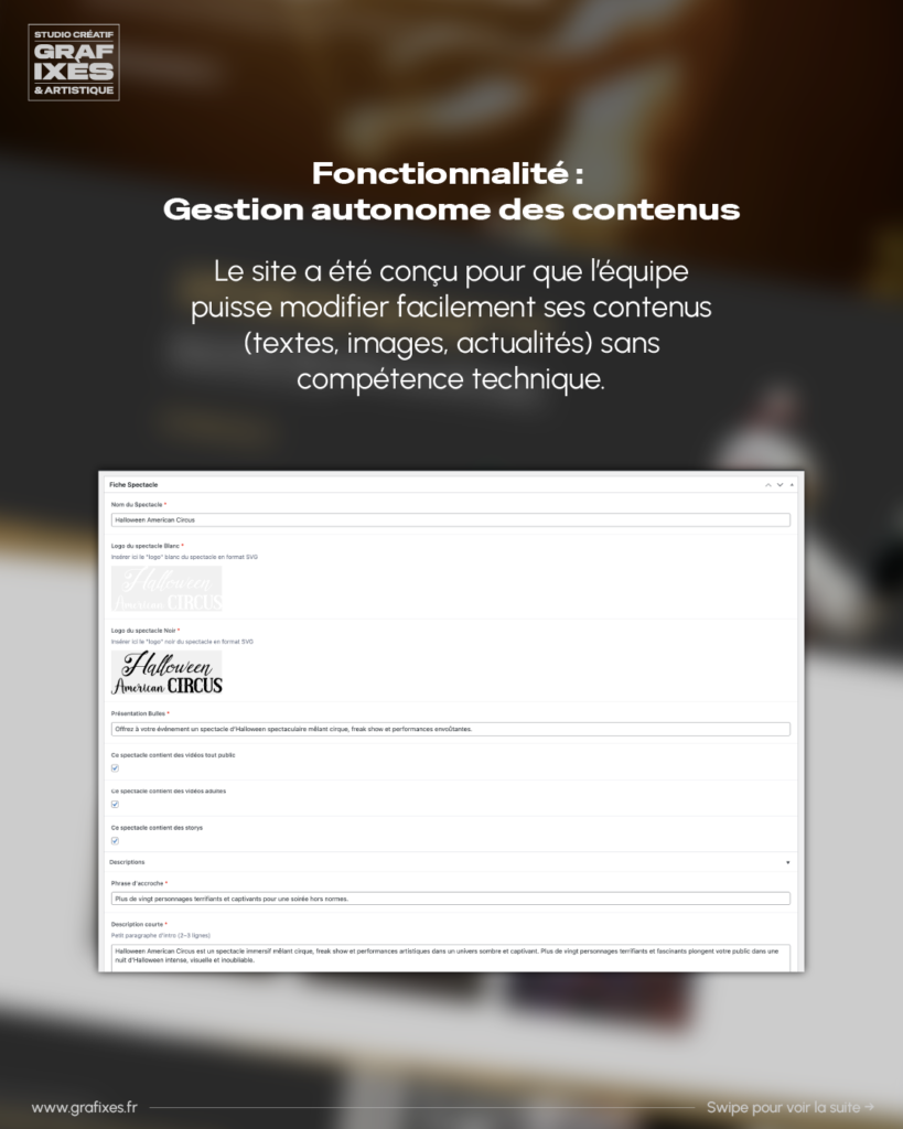 Interface d’administration personnalisée WordPress pour la gestion autonome des contenus