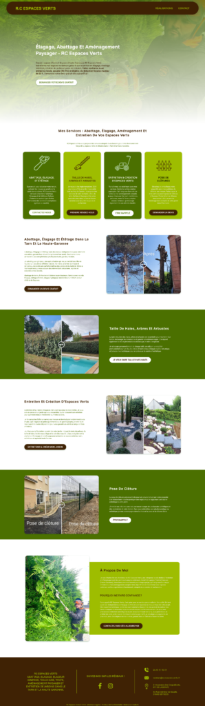 Création du site web RC Espaces Verts spécialisé en élagage et entretien d’espaces verts