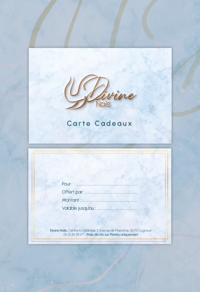 Carte cadeau Divine Nails design marbré et doré