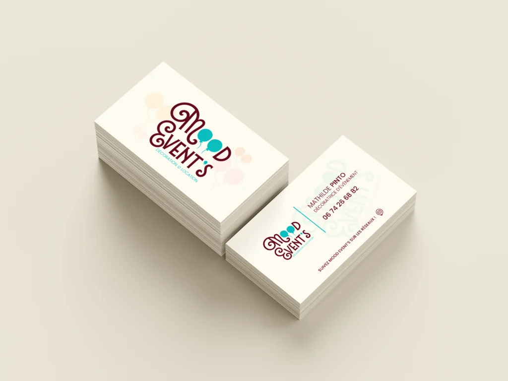 Carte de visite Mood Event’s imprimée par Grafixès